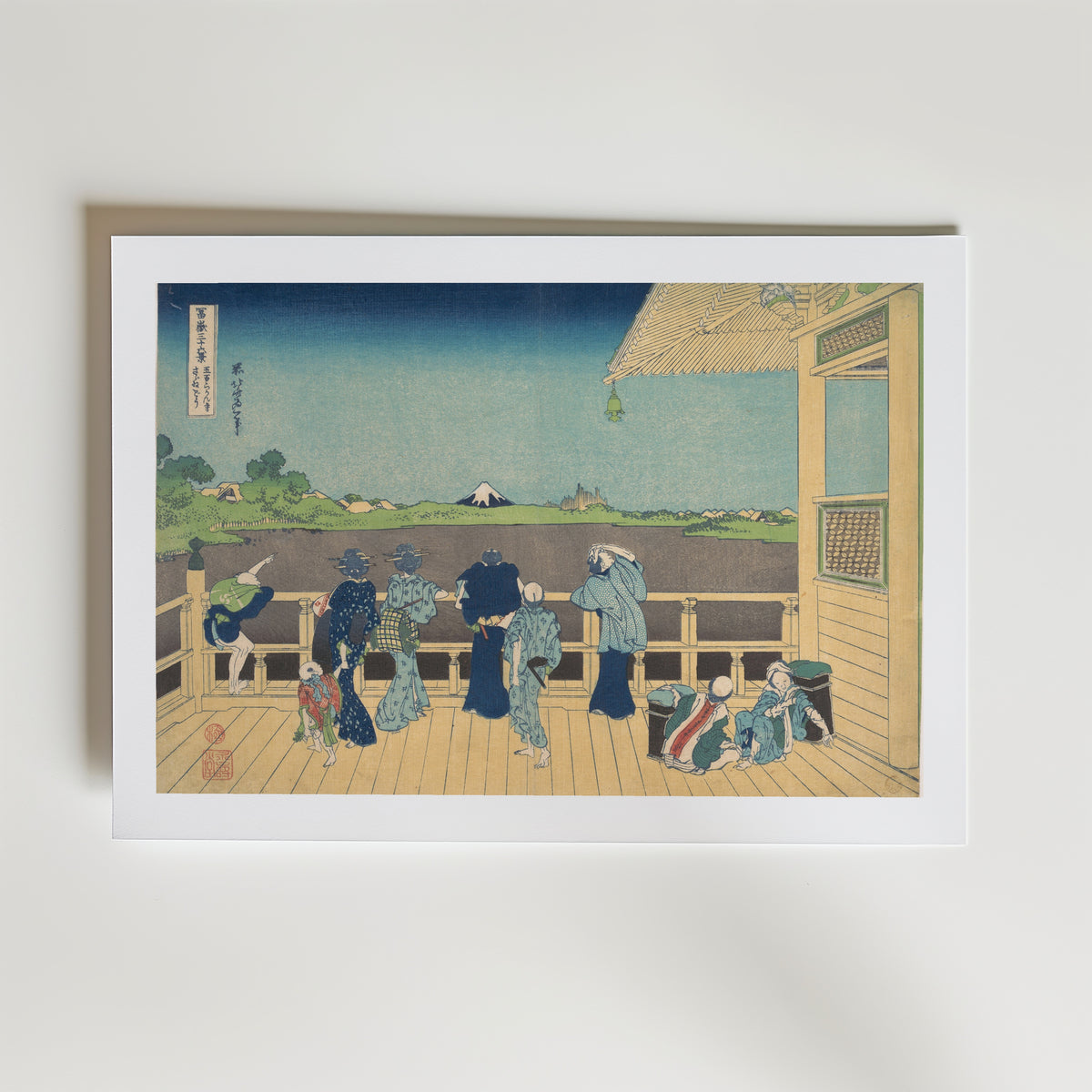 Katsushika Hokusai Sazai Hall at the Temple of Five Hundred Arhats 1831 Poster – med passepartout