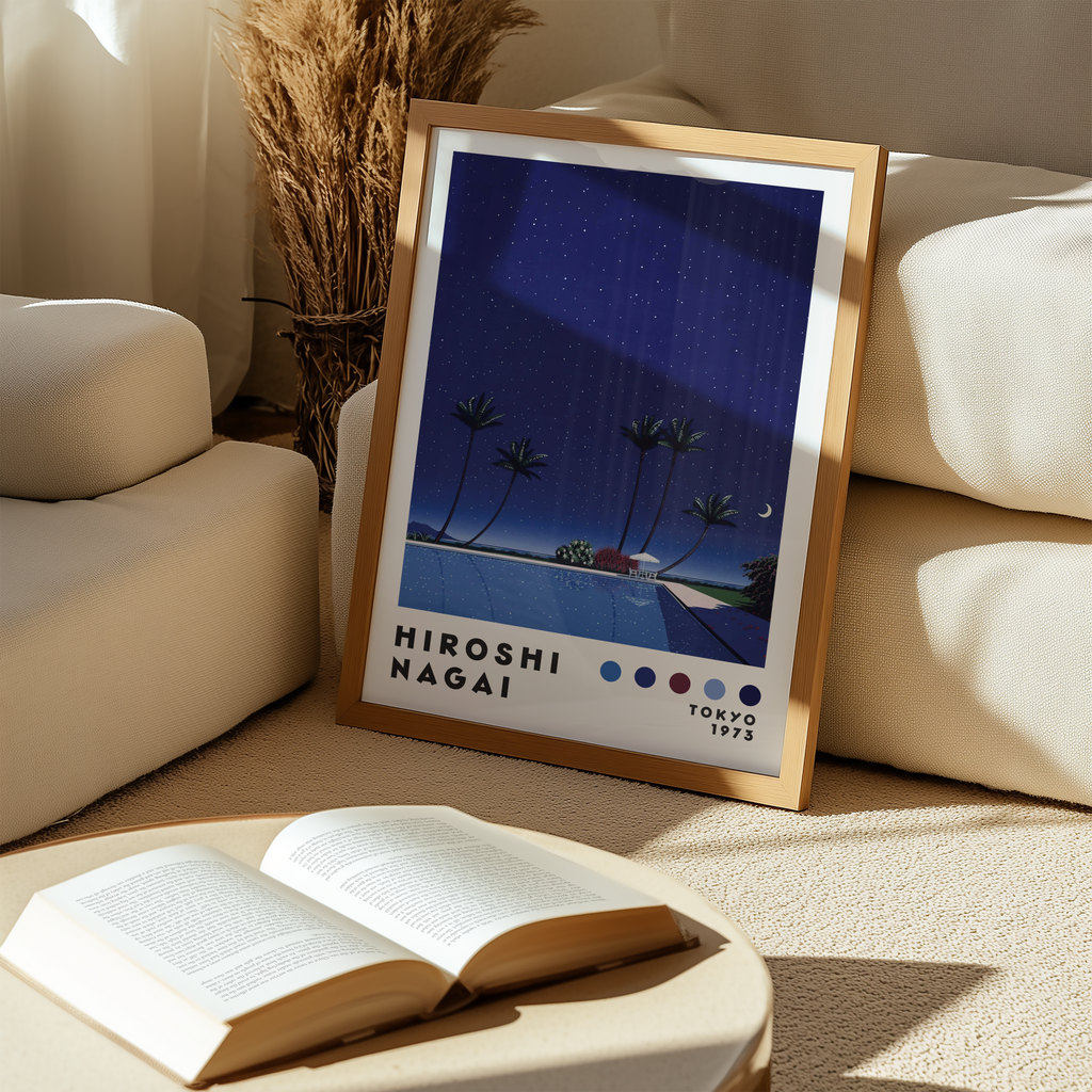 Hiroshi Nagai Starry Night poster visualiserad på vägg – från Bozetto i hög kvalitet