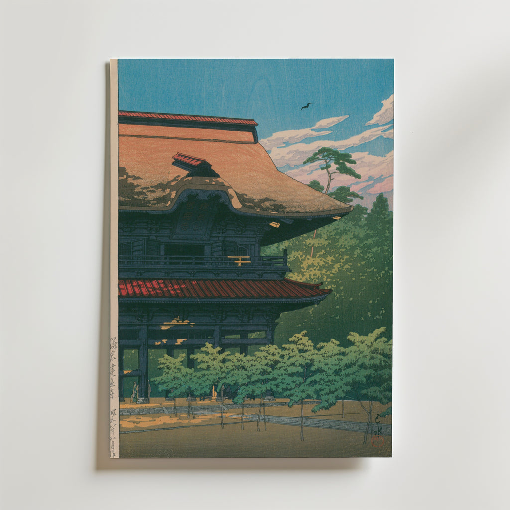 Hasui Kawase Kencho Temple Kamakura 1933 Poster – utan passepartout