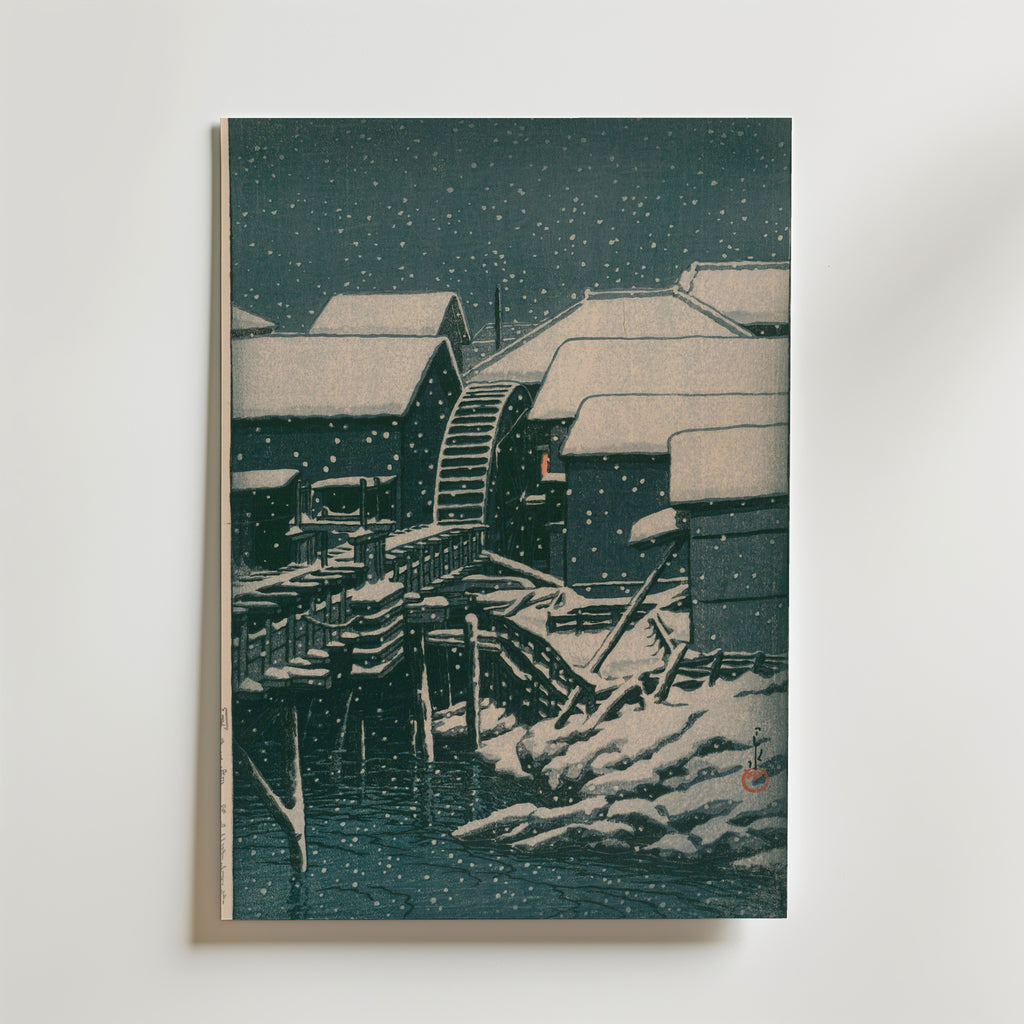 Hasui Kawase Snow at Sekiguchi 1932 Poster – utan passepartout