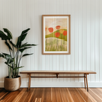 Mockup av Abstract floral poppies affisch på vägg – köp enkelt hos Bozetto i hög kvalitet