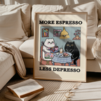 Mockup av Espresso Therapy affisch på vägg – köp enkelt hos Bozetto i hög kvalitet