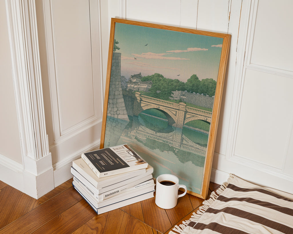 Hasui Kawase Morning at Nijubashi Bridge 1930 Poster – i rum 1