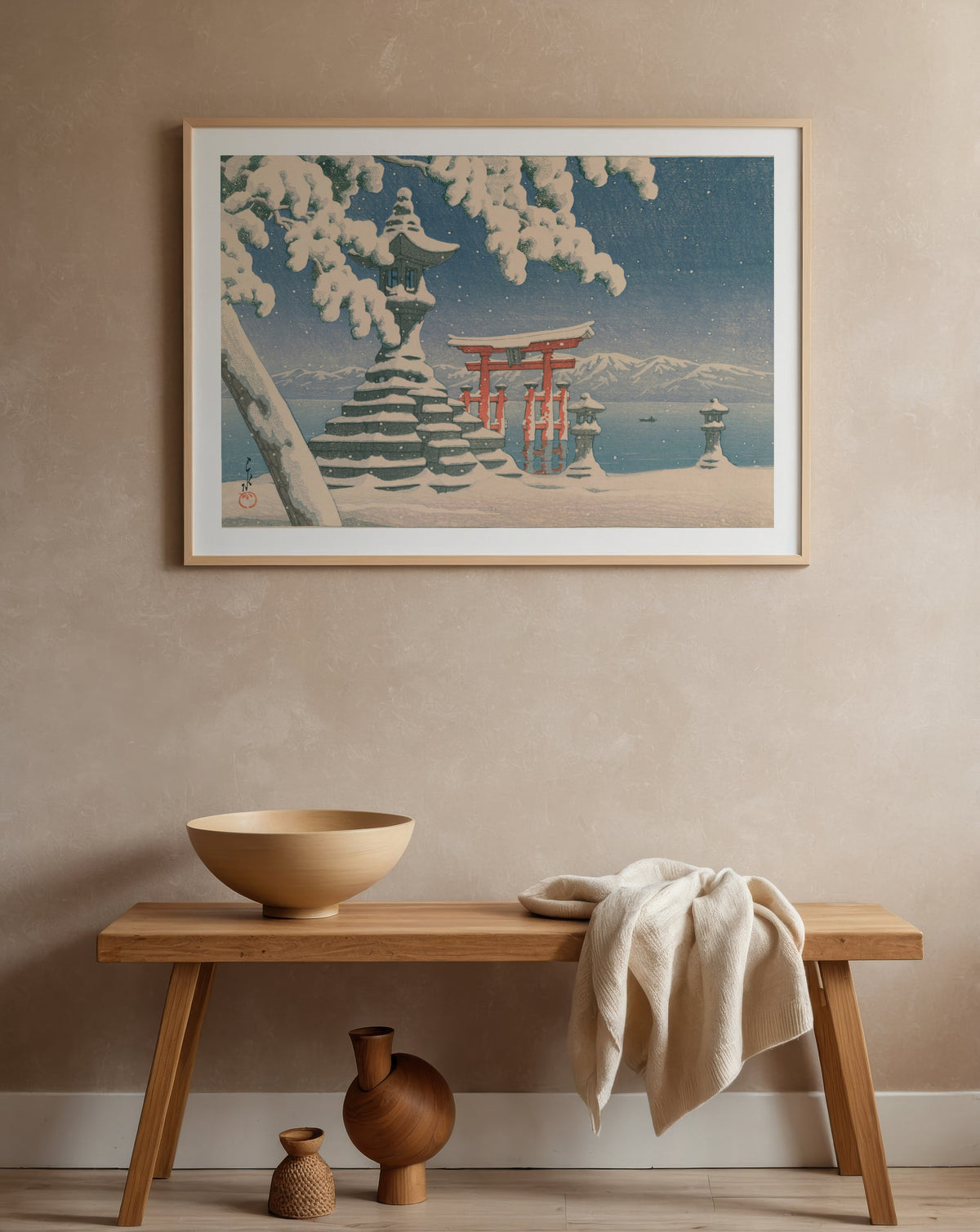 Hasui Kawase Snow at Itsukushima 1932 Poster – i rum 1