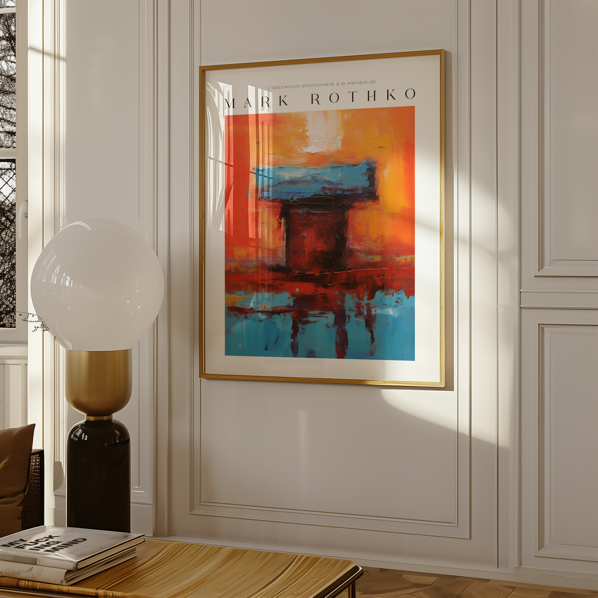 Mockup av Temple of Flame Mark Rothko affisch på vägg – köp enkelt hos Bozetto i hög kvalitet