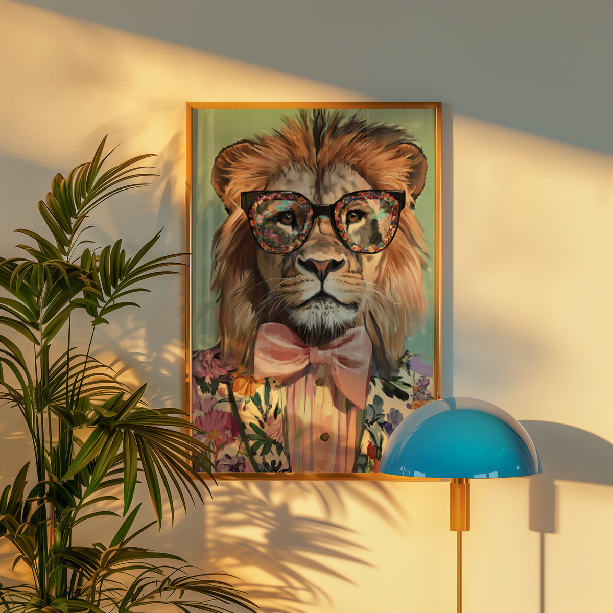 Mockup av Jungle Gentleman affisch på vägg – köp enkelt hos Bozetto i hög kvalitet