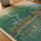 Hasui Kawase Morning at Tsuchiura 1931 Poster – närbild på papper