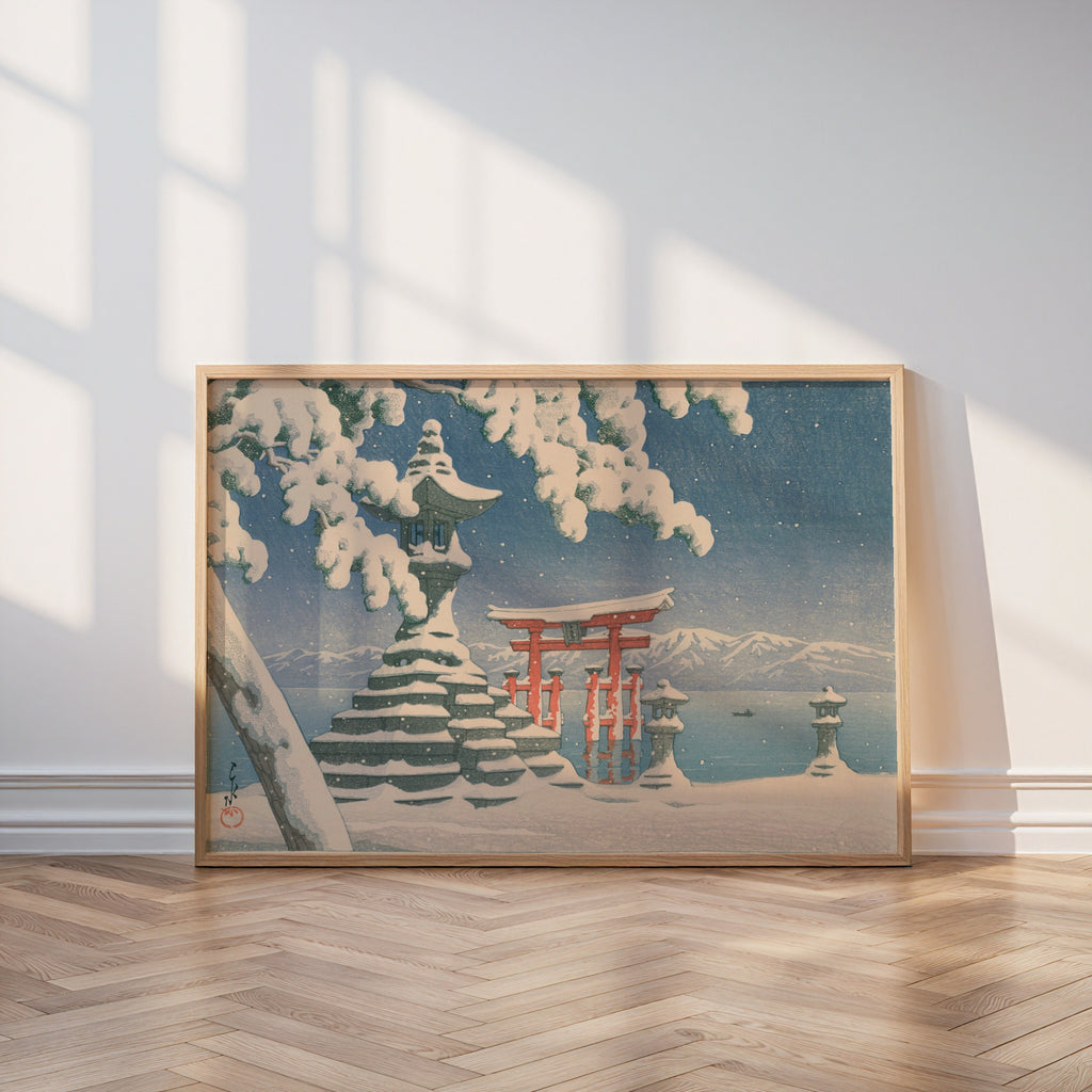 Hasui Kawase Snow at Itsukushima 1932 Poster – i rum 2
