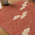 Red Waves and Clouds Poster – närbild på papper