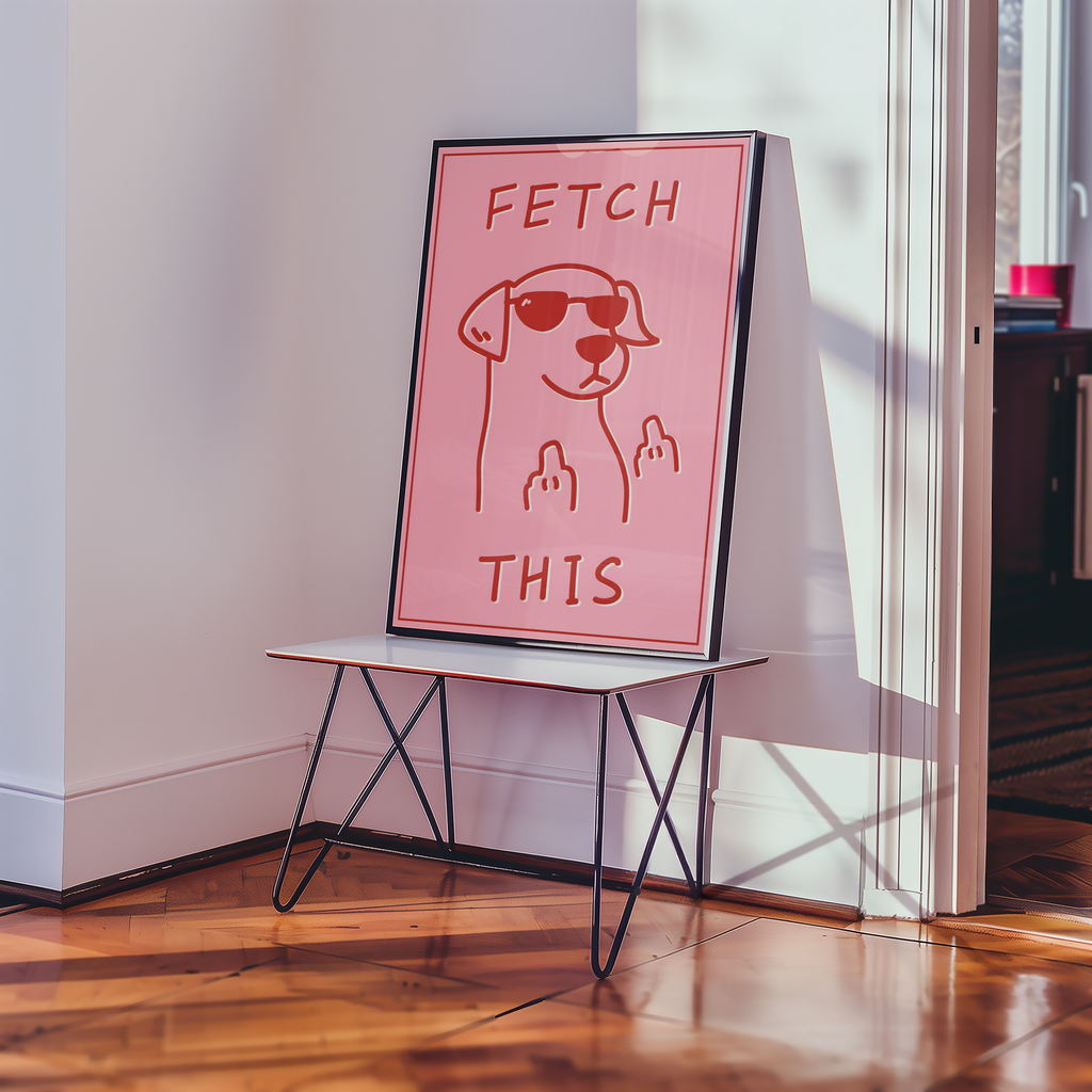Mockup av Fetch This Attitude affisch på vägg – köp enkelt hos Bozetto i hög kvalitet