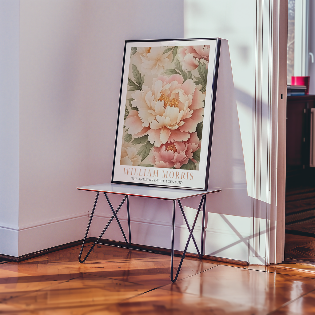 Mockup av Pink Blossom Symmetry affisch på vägg – köp enkelt hos Bozetto i hög kvalitet