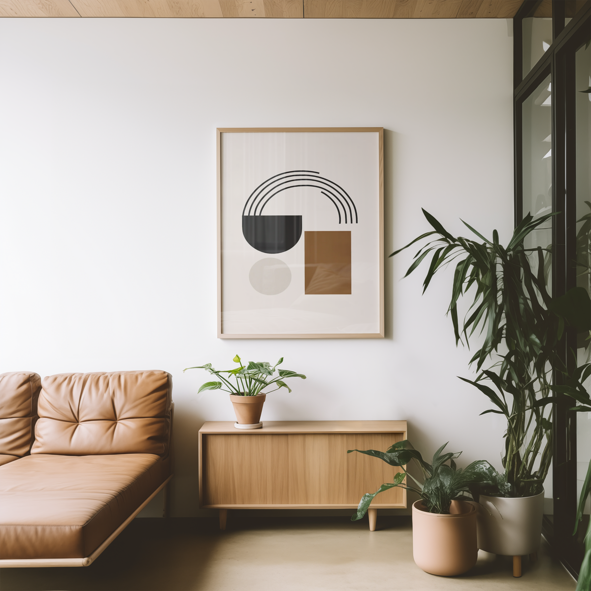 Mockup av Retro Abstract Arch affisch på vägg – köp enkelt hos Bozetto i hög kvalitet