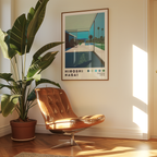 Hiroshi Nagai Poolside poster visualiserad på vägg – från Bozetto i hög kvalitet