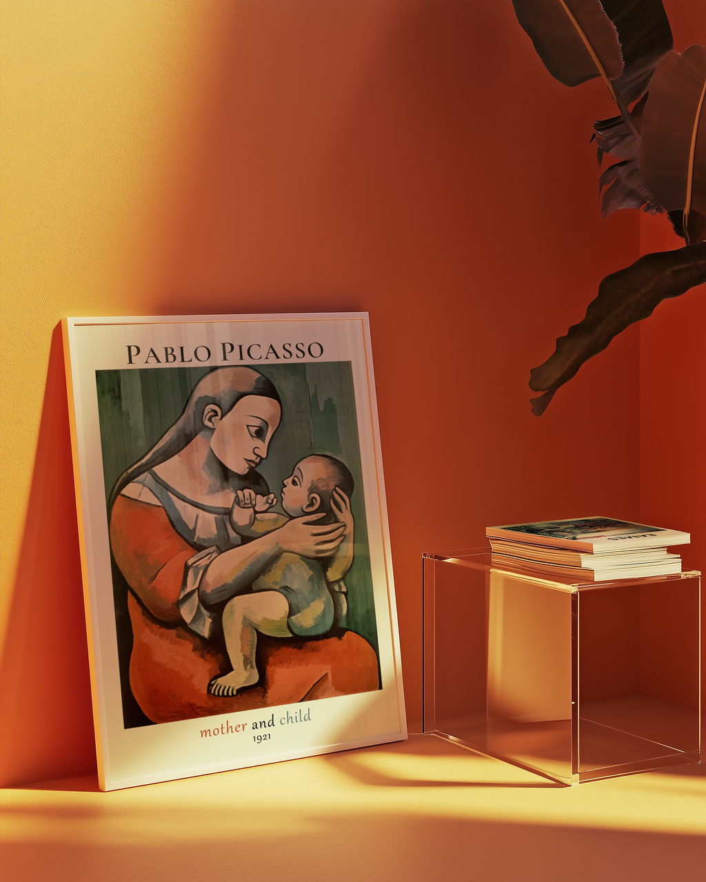 Mockup av Picasso Loving Mother affisch på vägg – köp enkelt hos Bozetto i hög kvalitet