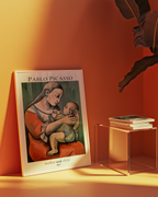 Mockup av Picasso Loving Mother affisch på vägg – köp enkelt hos Bozetto i hög kvalitet