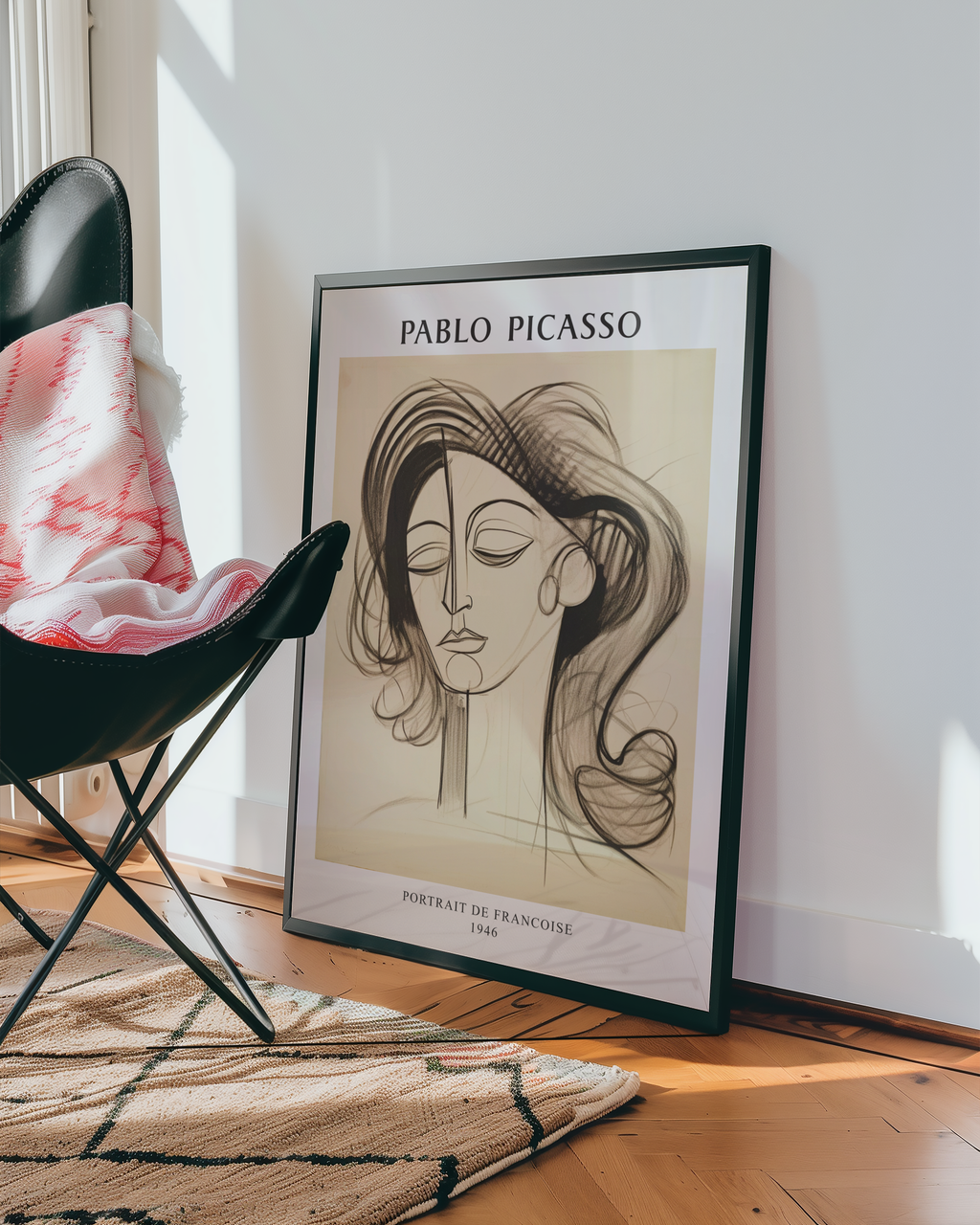 Mockup av Picasso Serene Elegance affisch på vägg – köp enkelt hos Bozetto i hög kvalitet