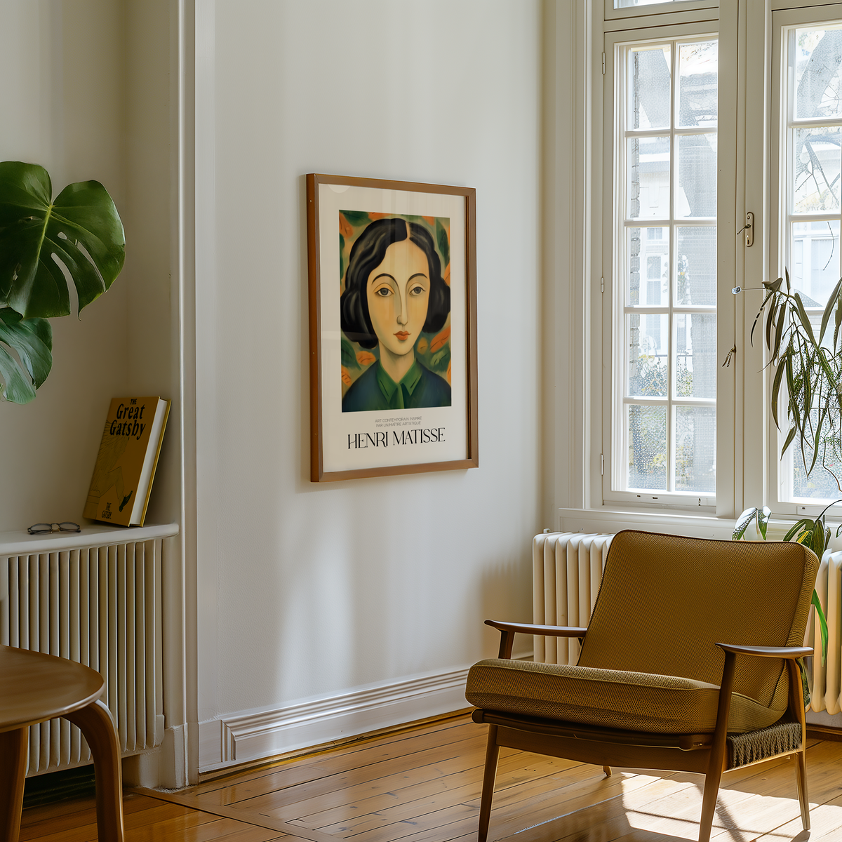 Mockup av Quiet Wonder Matisse affisch på vägg – köp enkelt hos Bozetto i hög kvalitet
