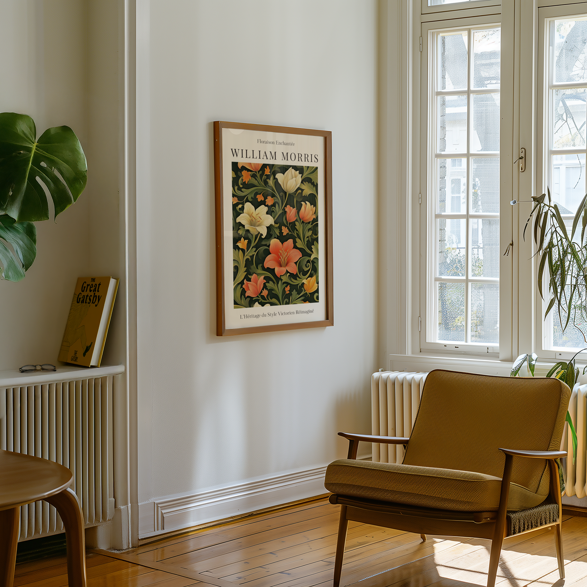 Mockup av Floraison Enchantée William affisch på vägg – köp enkelt hos Bozetto i hög kvalitet