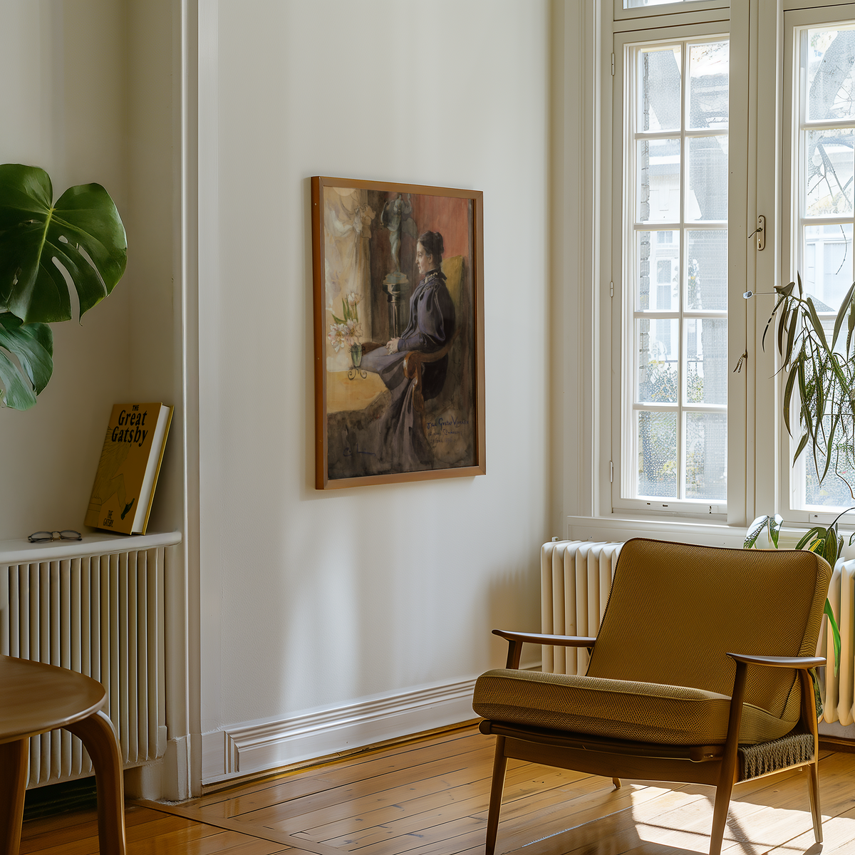 Mockup av Carl Larsson Eva Upmark affisch på vägg – köp enkelt hos Bozetto i hög kvalitet