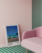 Hiroshi Nagai Palm Street poster visualiserad på vägg – från Bozetto i hög kvalitet