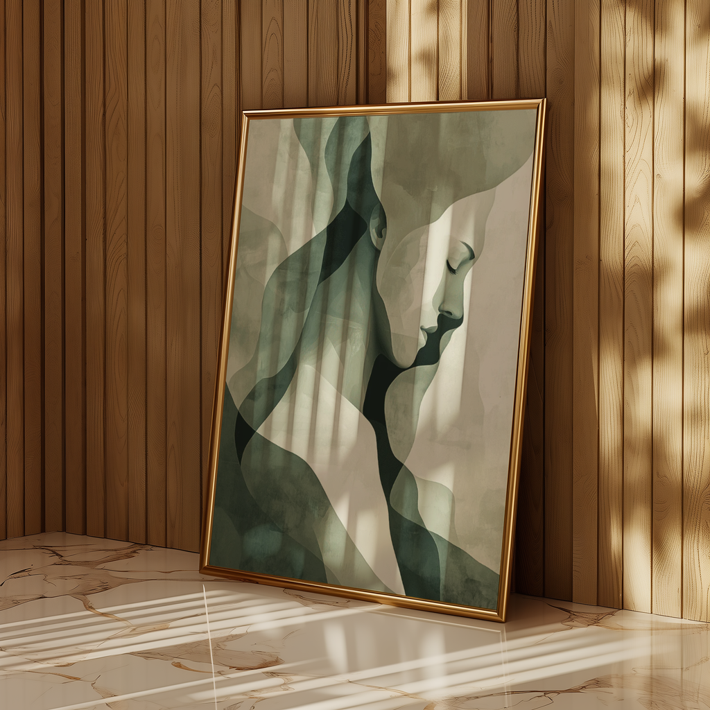 Mockup av Abstract Reflection affisch på vägg – köp enkelt hos Bozetto i hög kvalitet