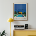 Hiroshi Nagai California poster visualiserad på vägg – från Bozetto i hög kvalitet