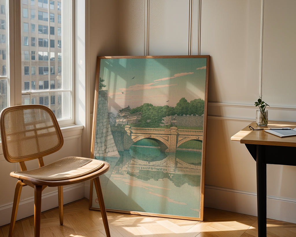Hasui Kawase Morning at Nijubashi Bridge 1930 Poster – i rum 3