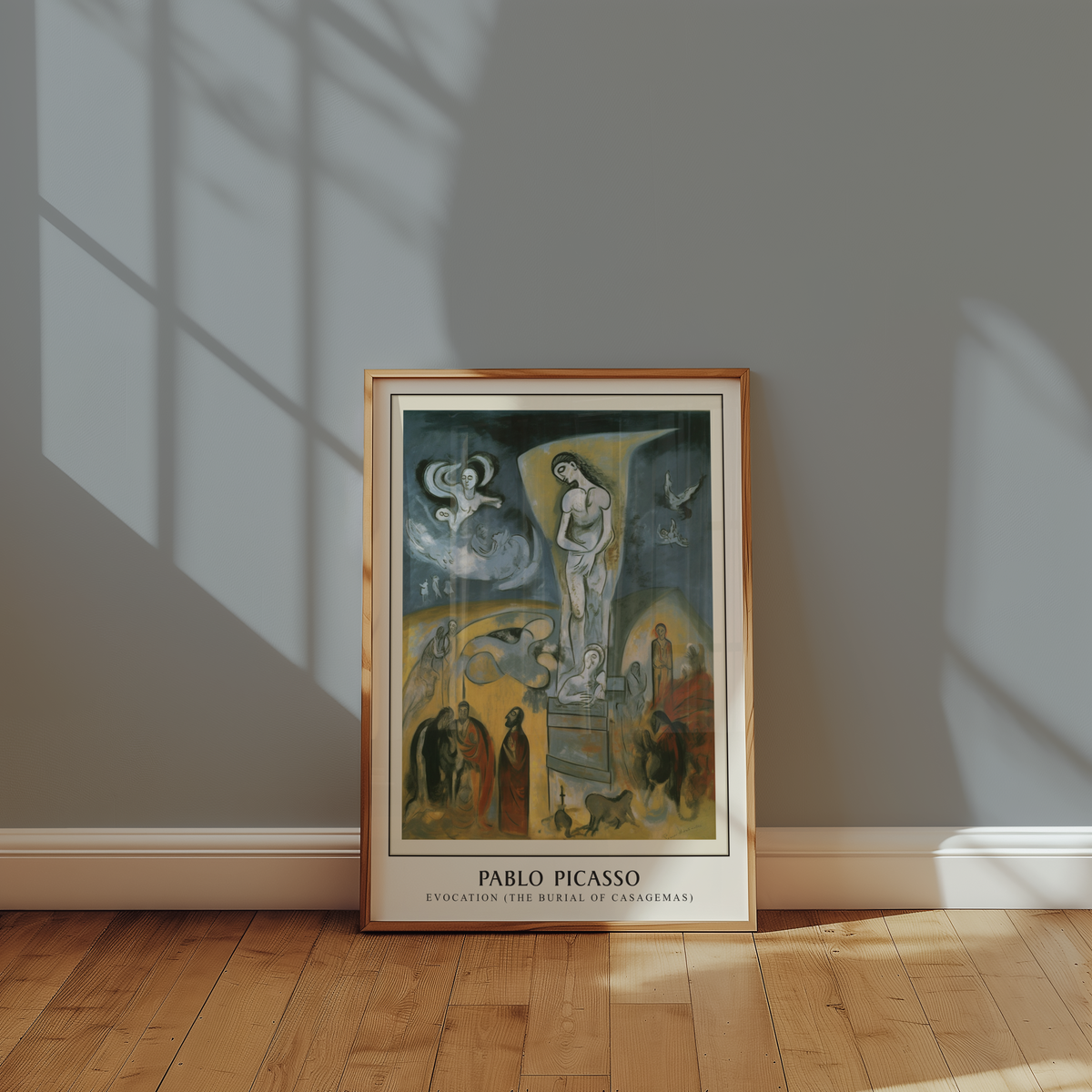 Mockup av Picasso Casagemas Tribute affisch på vägg – köp enkelt hos Bozetto i hög kvalitet