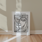 Mockup av Picasso Minimal Muse affisch på vägg – köp enkelt hos Bozetto i hög kvalitet