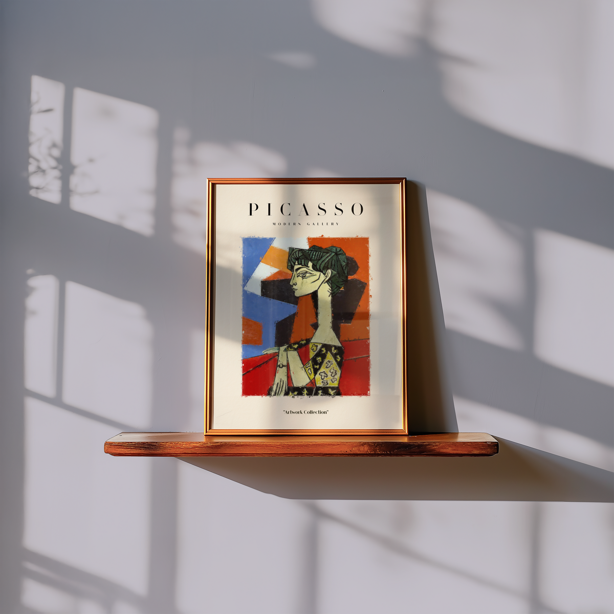 Mockup av Picasso Modern Line Art affisch på vägg – köp enkelt hos Bozetto i hög kvalitet
