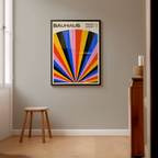 Mockup av Bauhaus Spectrum No. 3 affisch på vägg – köp enkelt hos Bozetto i hög kvalitet