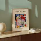 Mockup av Picasso Cubist Siesta affisch på vägg – köp enkelt hos Bozetto i hög kvalitet