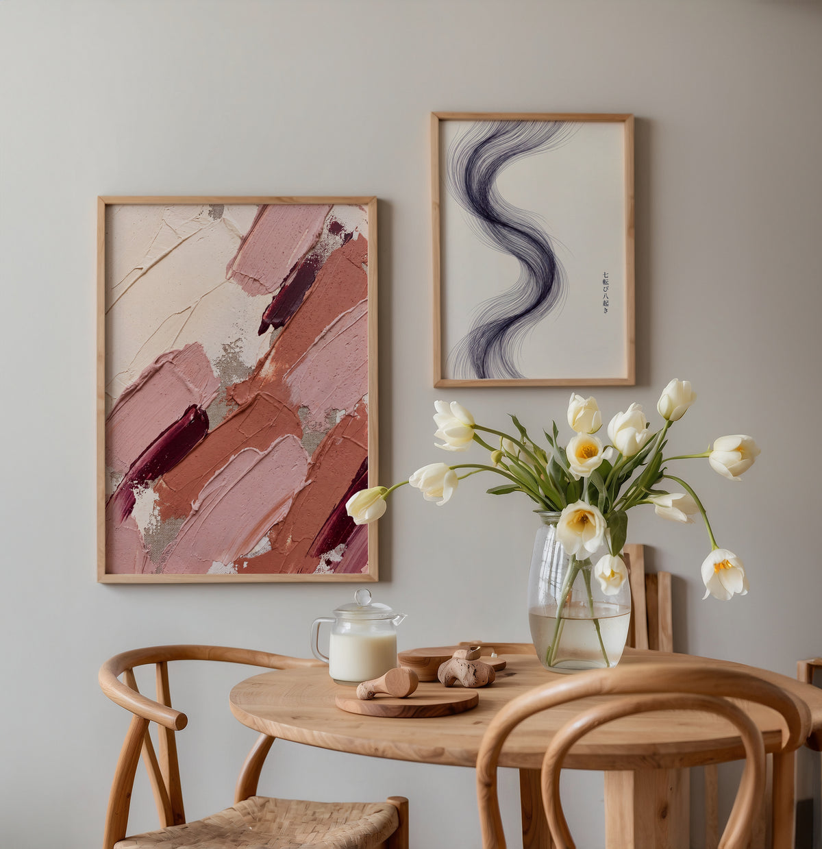 Blush Strokes Poster – två posters i rum 1