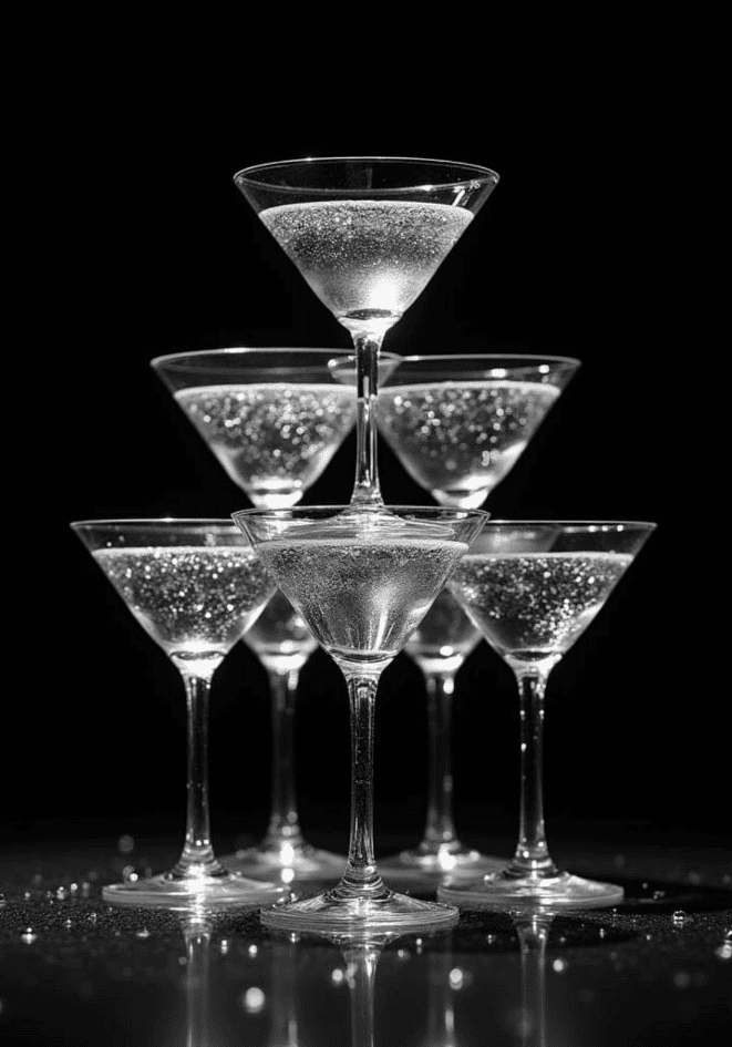 Champagne Glas Pyramid Drink – köp enkelt hos Bozetto konsttryck i hög kvalitet i hög kvalitet