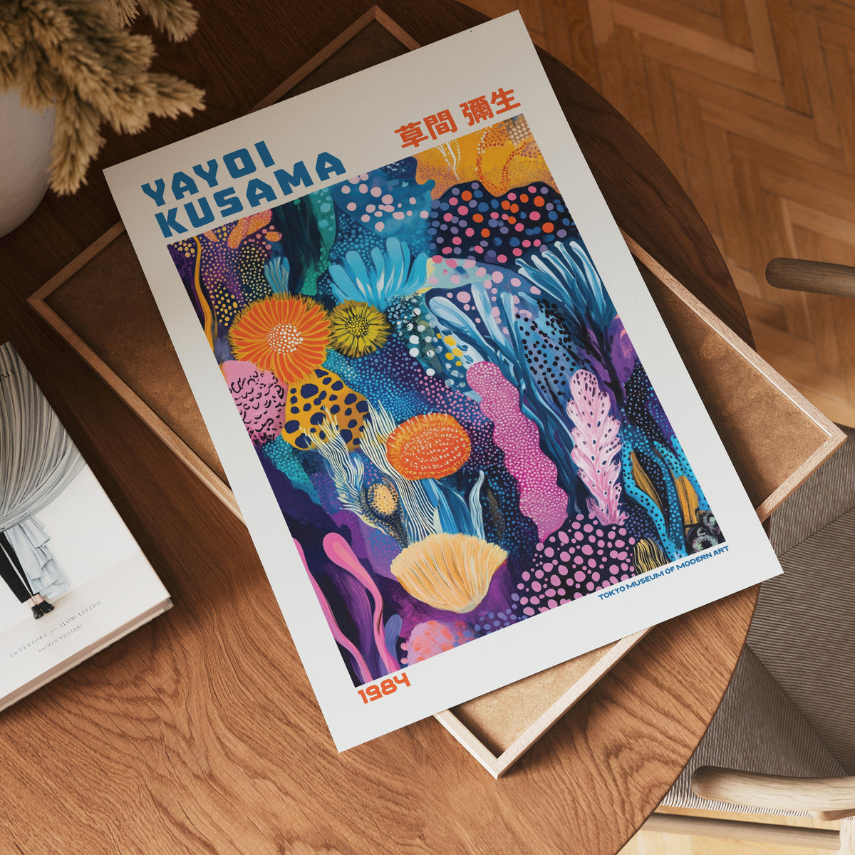 Visualisering av Yayoi Kusama Ocean Garden poster på vägg – köp enkelt hos Bozetto