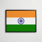 India National Flag Poster i svart ram – stilren konsttryck som väggdekor från Bozetto
