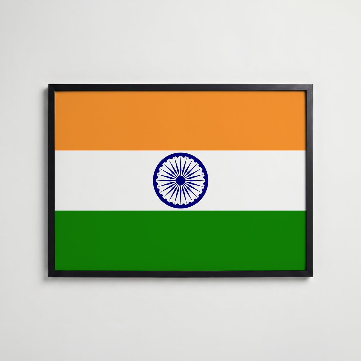 India National Flag Poster i svart ram – stilren konsttryck som väggdekor från Bozetto