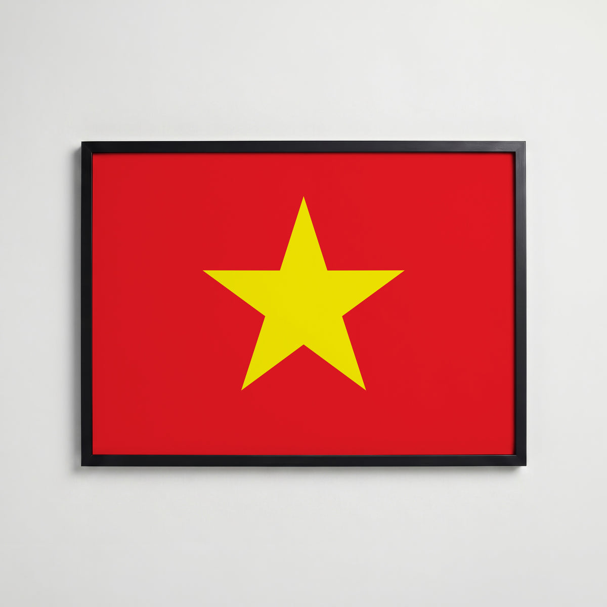 Vietnam National Flag Poster i svart ram – stilren konsttryck som väggdekor från Bozetto