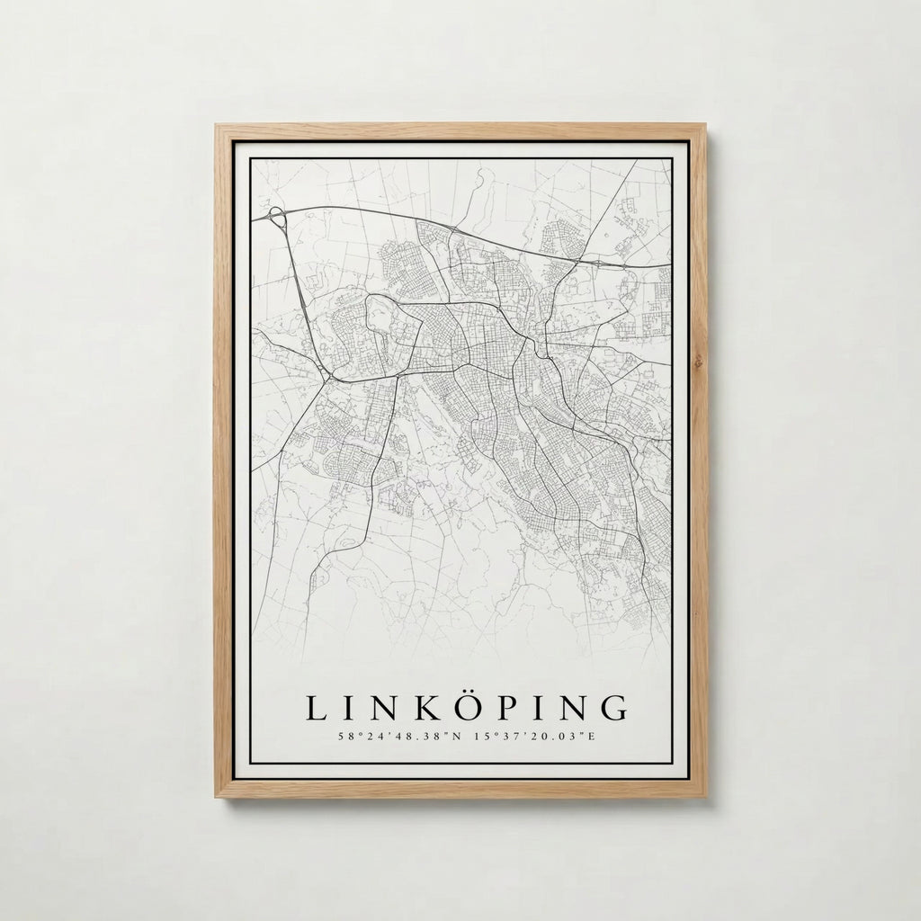 Linköping Karta poster i olika storlekar – köp enkelt hos Bozetto i hög kvalitet