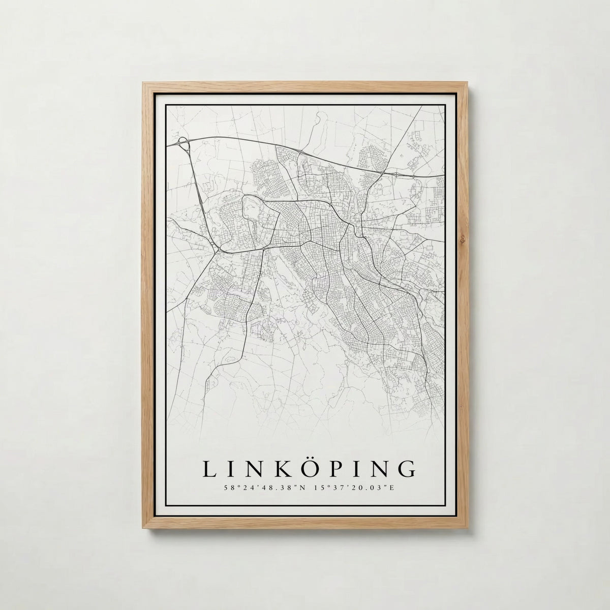 Linköping Karta poster i olika storlekar – köp enkelt hos Bozetto i hög kvalitet