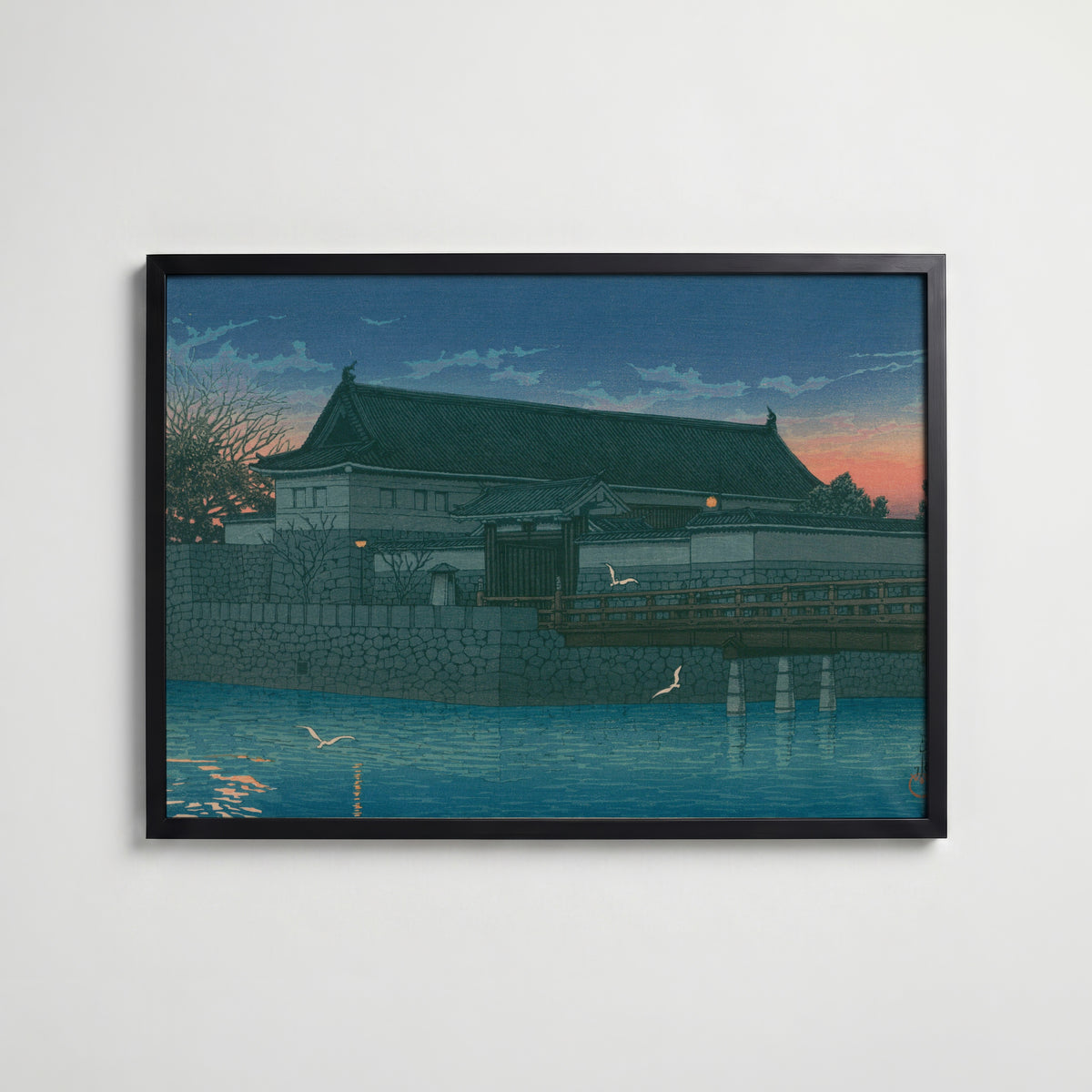 Hasui Kawase Hirakawa Gate 1930 Poster – svart ram