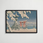 Hasui Kawase Snow at Itsukushima 1932 Poster – svart ram