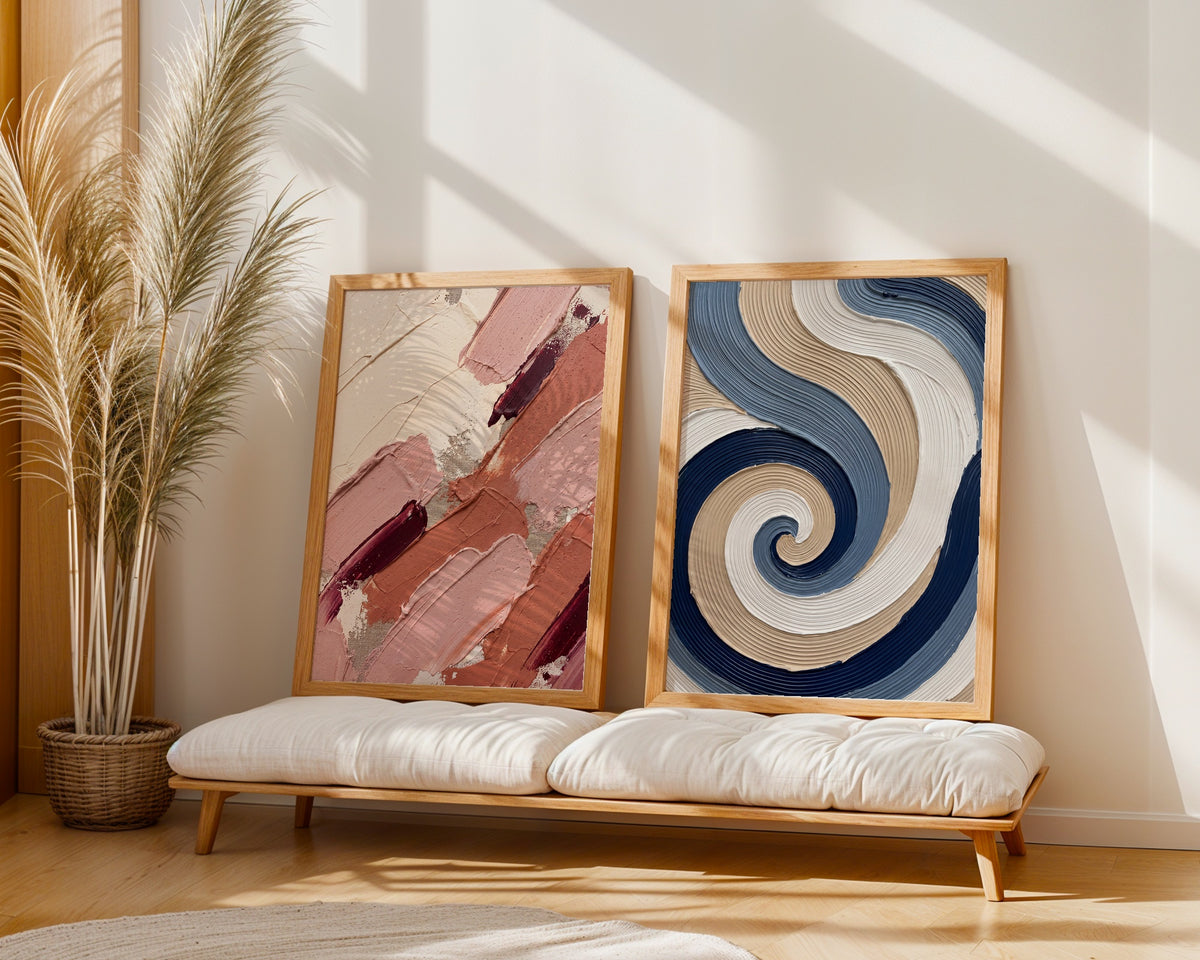 Indigo Spiral Poster – två posters i rum 2