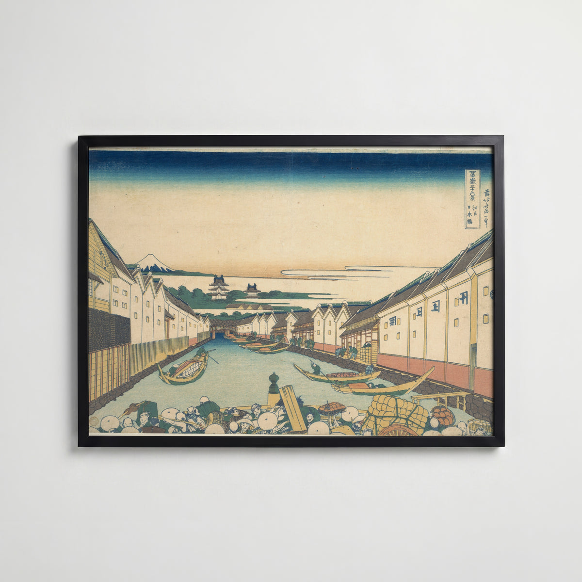 Katsushika Hokusai Nihonbashi in Edo 1831 Poster – svart ram