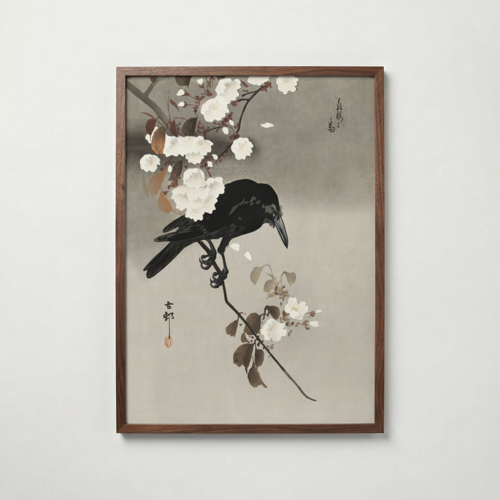 Crow and Cherry Blossom i valnötsram med mörkt trä – köp enkelt hos Bozetto i hög kvalitet