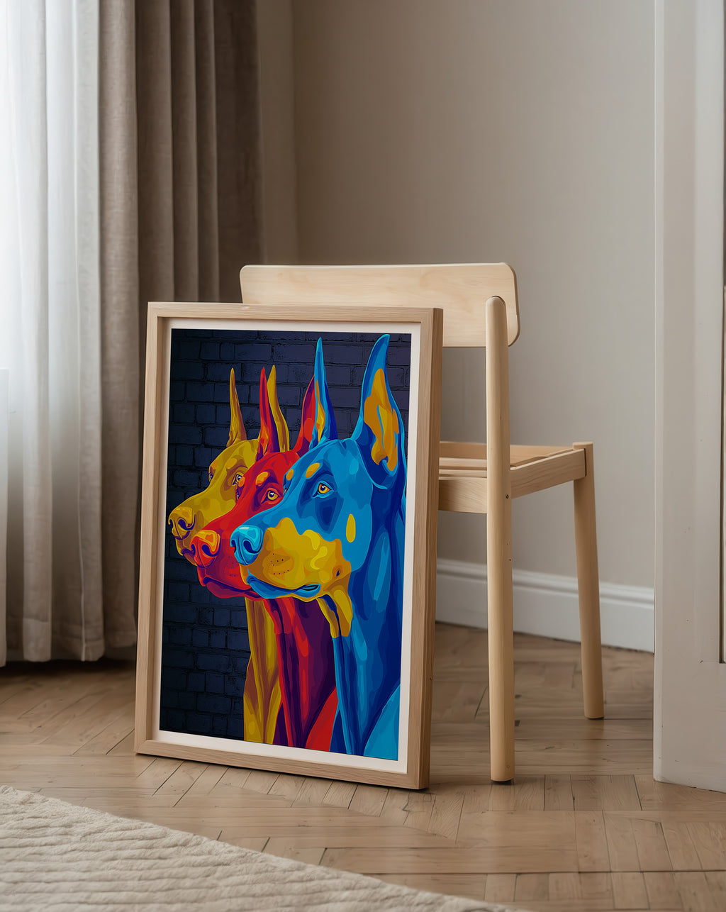 Pop Art Doberman poster visad rakt fram – Bozetto affisch i hög tryckkvalitet i hög tryckkvalitet