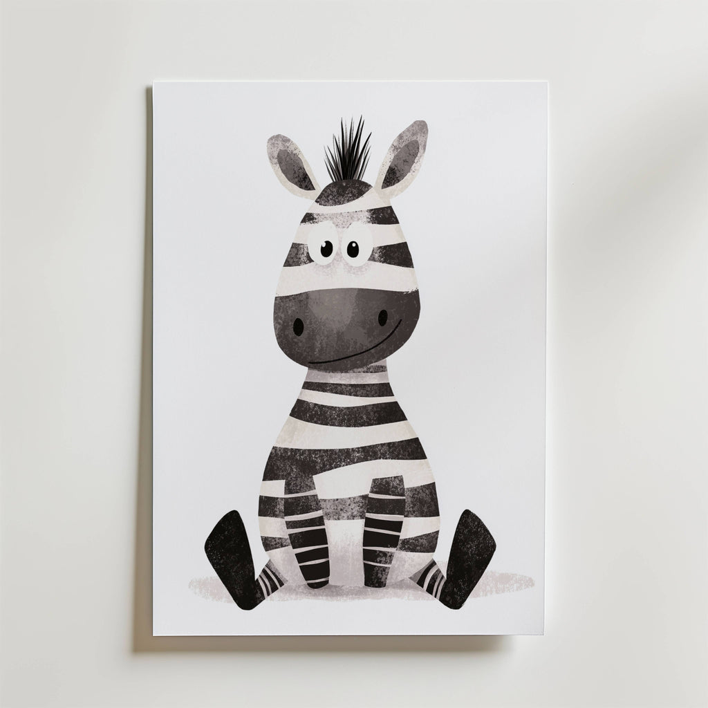Cute Zebra – stilfullt konsttryck från Bozetto, tryckt på matt finpapper i hög tryckkvalitet