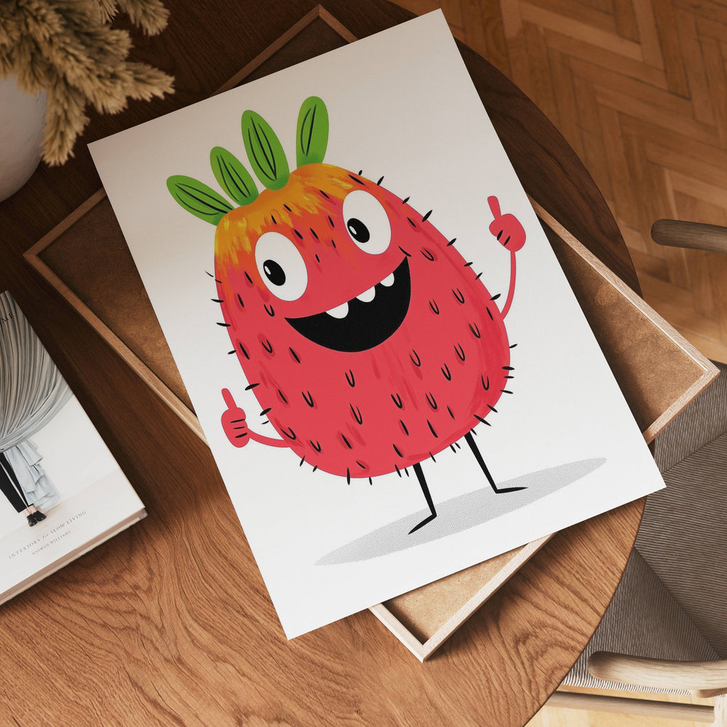 Berry Buddy konsttryck på vit bakgrund – elegant Bozetto affisch för hemmet i hög tryckkvalitet