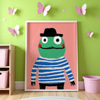 Väggmockup av French Frog affisch på ljus tegelvägg – Bozetto konsttryck i hög tryckkvalitet