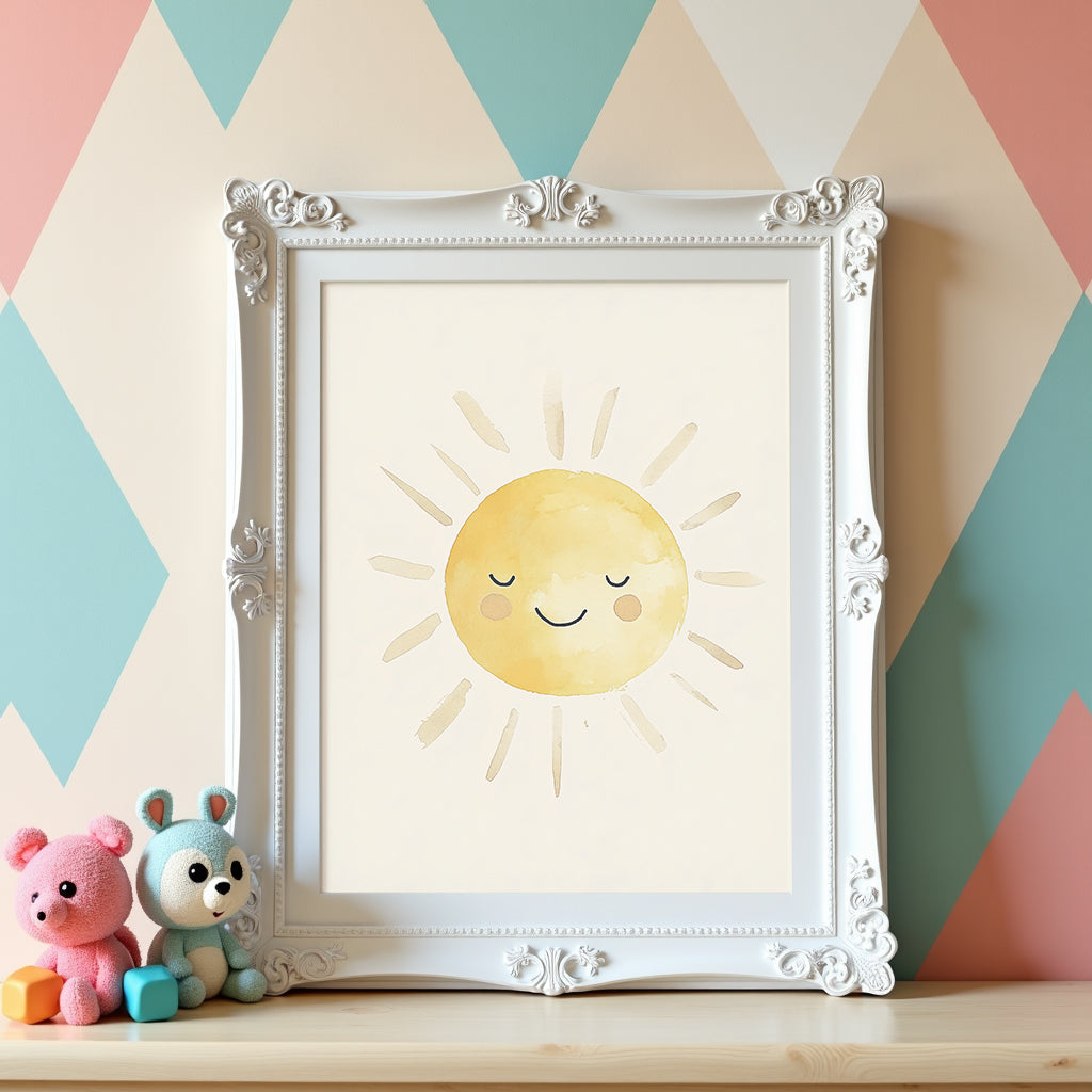 Mockup av Golden Sunshine affisch på vägg – köp enkelt hos Bozetto i hög kvalitet